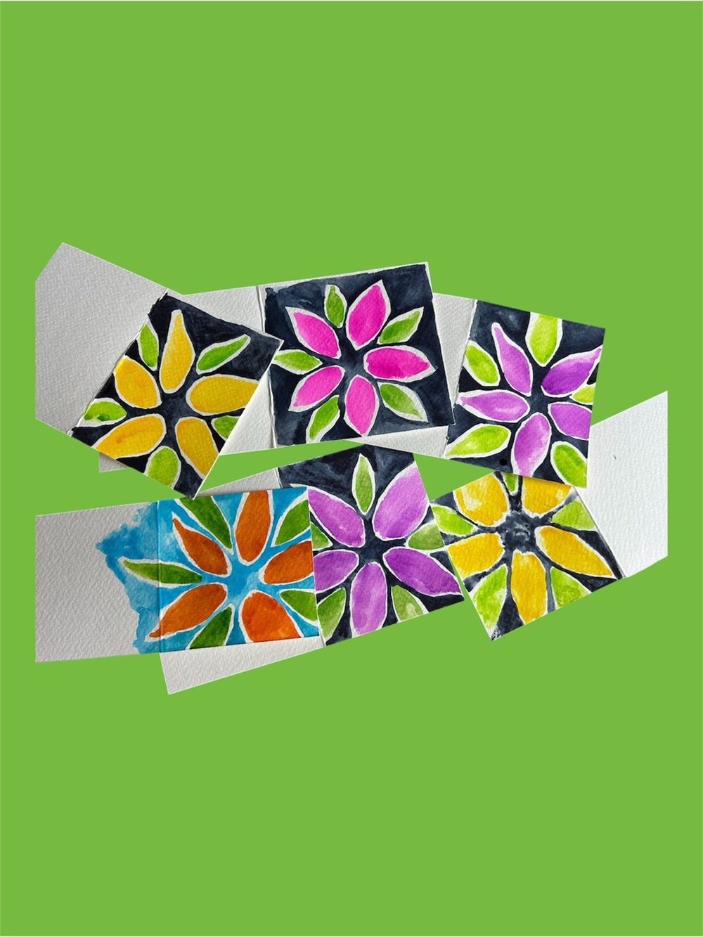 🆓 (6) Handmade Watercolour Floral Mini Cards